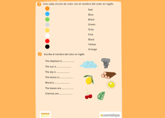 Los colores en inglés para niños. Ejercicio de inglés para niños