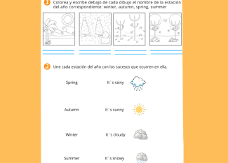 Estaciones del año en inglés. Ejercicio para niños (Seasons of the year)