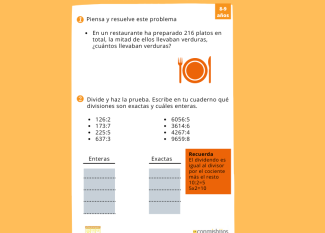 Divisiones. Ejercicio de matemáticas para 3º de Primaria