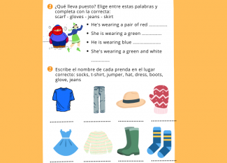 Clothes. Ejercicio sobre el nombre de la ropa en inglés para niños