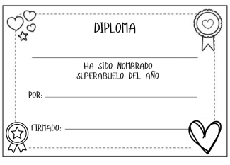 Diploma al mejor abuelo: dibujo para colorear y regalar