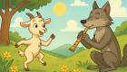 Fábula de Esopo para niños: El cabrito y el lobo flautista