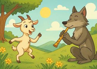 Fábula de El cabrito y el lobo flautista