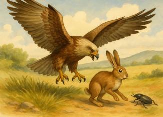 Fábula de Esopo: El águila, la liebre y el escarabajo