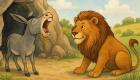 Fábula de Esopo para niños: El asno y el león presuntuoso
