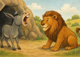Fábula de Esopo: El león y el asno presuntuoso