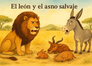 Fábula El león y el asno salvaje