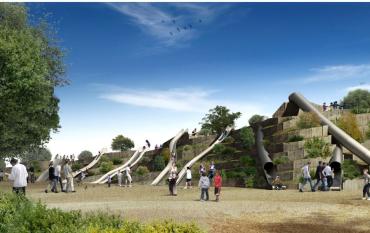 Divertido plan de toboganes con niños en Madrid Río