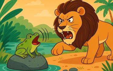 Fábula de Esopo para niños: La rana gritona y el león