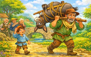 Fábula para niños de La Fontaine: El molinero, el asno y su hijo