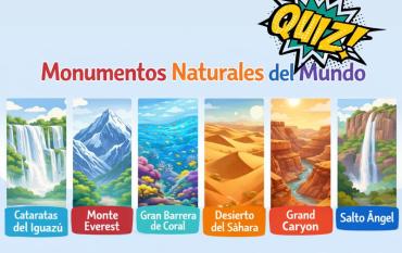 Quiz para niños de 9 a 12 años, sobre grandes monumentos naturales del mundo
