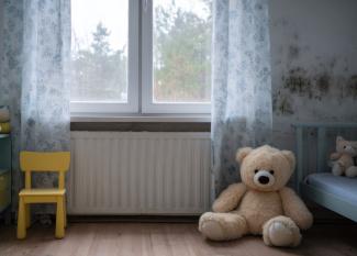 moho en la pared con niños pequeños