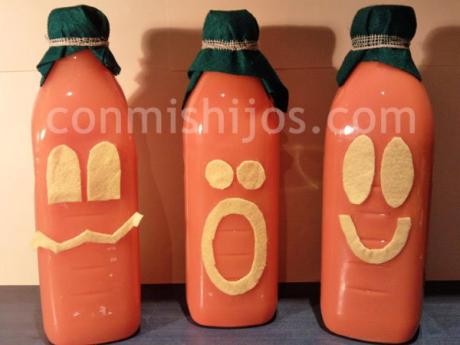 Botella calabaza. Manualidades de Halloween para niños