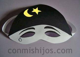 Máscara de Pierrot. Manualidad de Carnaval para niños