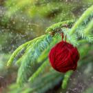 Bola de lana para el árbol de Navidad. Manualidades infantiles