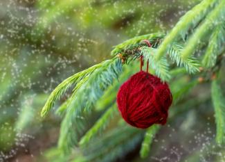 Bola de lana para el árbol de Navidad. Manualidades infantiles