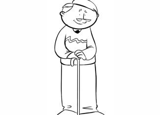 Dibujo de un abuelito para imprimir y colorear con los niños