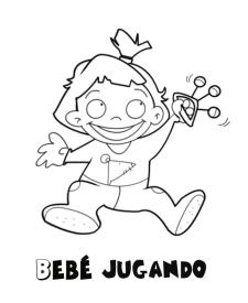 Bebé jugando. Dibujos para imprimir y colorear