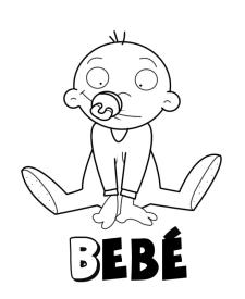 Bebé con chupete. Dibujos para colorear