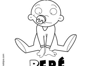 Bebé con chupete. Dibujos para colorear