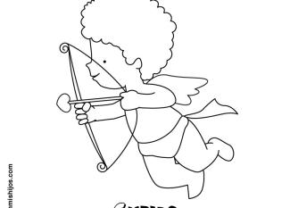 Dibujo de Cupido para colorear con los niños