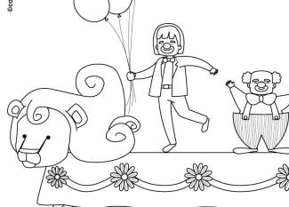 Dibujo de Carnaval disfraz de circo para pintar con niños