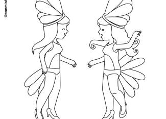 Dibujo de bailarinas en Carnaval para colorear con los niños