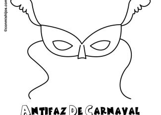 Dibujo para colorear con los niños de un antifaz de Carnaval