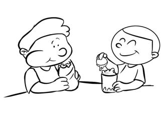Niños merendando