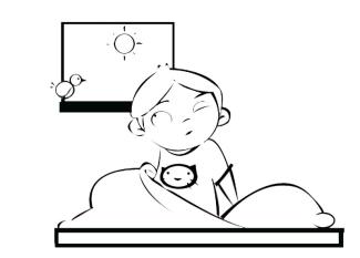 Dibujo de un niño en su cama para colorear con los niños