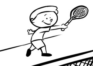 Niño jugando al tenis