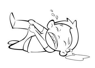 Dibujo para imprimir y colorear de un niño llorando
