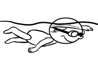 Niño nadando. Dibujo de deportes para colorear