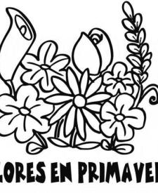 Dibujo gratis de ramo de flores. Dibujos de primavera para colorear