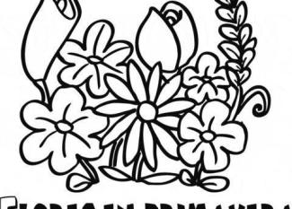Dibujo gratis de ramo de flores. Dibujos de primavera para colorear