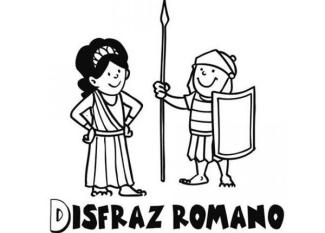 Dibujo de un disfraz de romano para pintar con niños en Carnaval