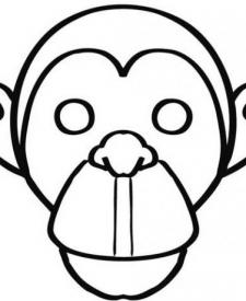 Careta de mono para colorear. Dibujos de Carnaval para niños