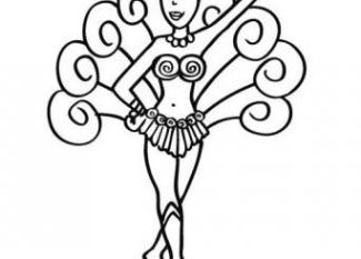Dibujos de una bailarina en Carnaval para colorear con los niños