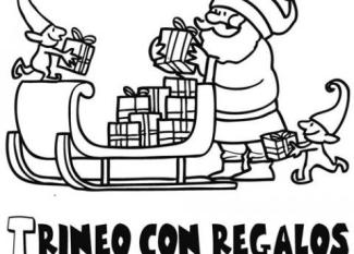 Imagen de Papá Noel y duendes cargando el trineo