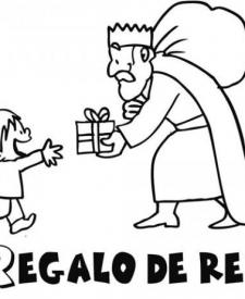 Rey Mago dando un regalo de Navidad a un niño