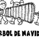 Imagen de niños llevando árbol de Navidad para pintar