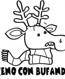 Reno con bufanda para que los niños pinten