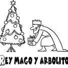 Dibujo de árbol de Navidad y Rey Mago para niños