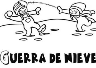 Guerra de bolas de nieve. Dibujo de Navidad