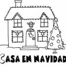 Dibujos de una casa adornada en Navidad para colorear