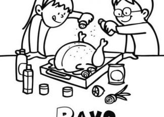 Pavo de Navidad para colorear. Dibujo para los niños
