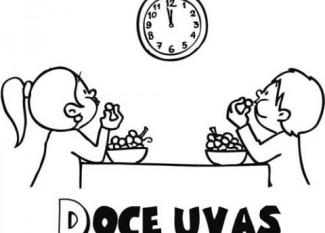 Dibujo de niños comiendo las doce uvas de Navidad