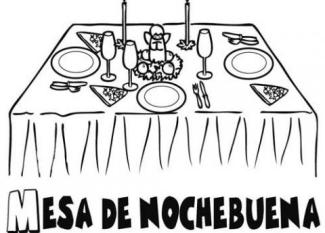 Dibujo de la mesa de Nochebuena para colorear. Dibujos de Navidad