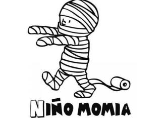 Dibujo de niño momia para pintar en Carnaval con tus hijos