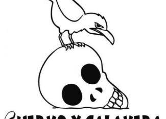 Imagen gratis de cuervo y calavera para colorear